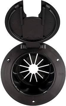 RecPro RV 50 Amp Power Cord Hatch Cover, Black, Snap Lock Door
