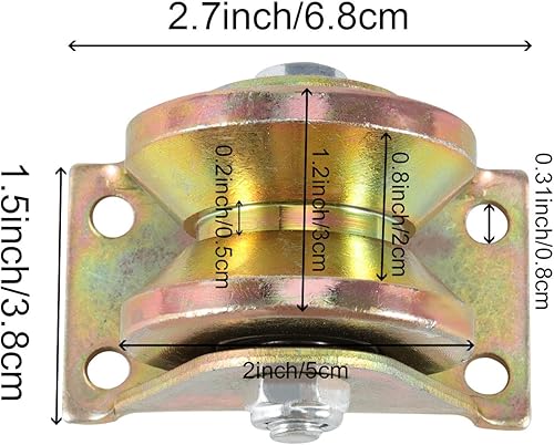 Miniatura 9 de ZOENHOU 12 poleas de rueda de acero en U de 2 pulgadas, 660 libras, 45 #, rodillos de puerta deslizante con soporte, ruedas rígidas resistentes