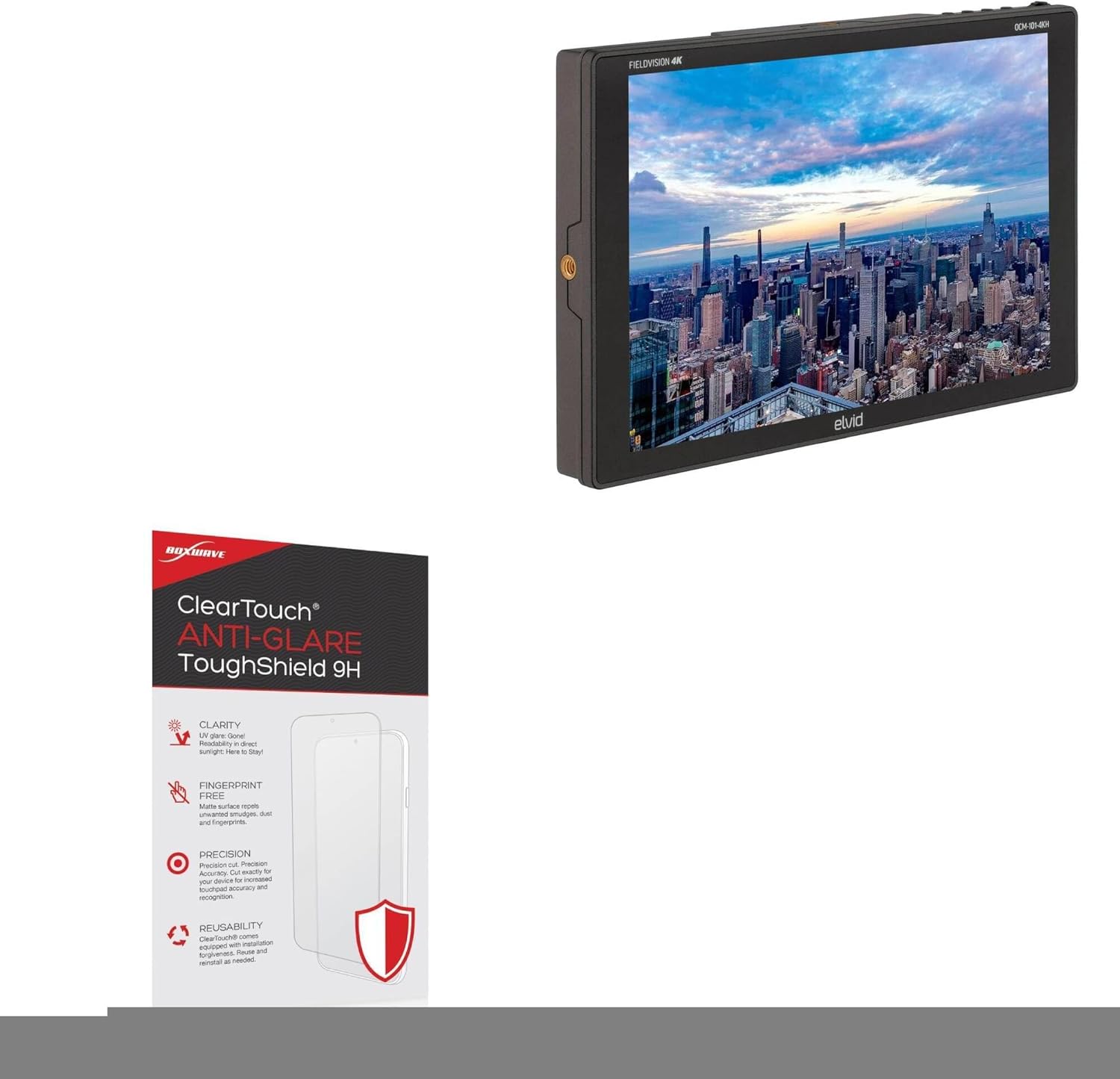 BoxWave Screen Protector Compatible with Elvid OCM-101-4KH Fieldvision (10.1 in) - ClearTouch Anti-Glare ToughShield 9H (2-Pack), Anti-Glare 9H Tough Flexible Film Screen Protector