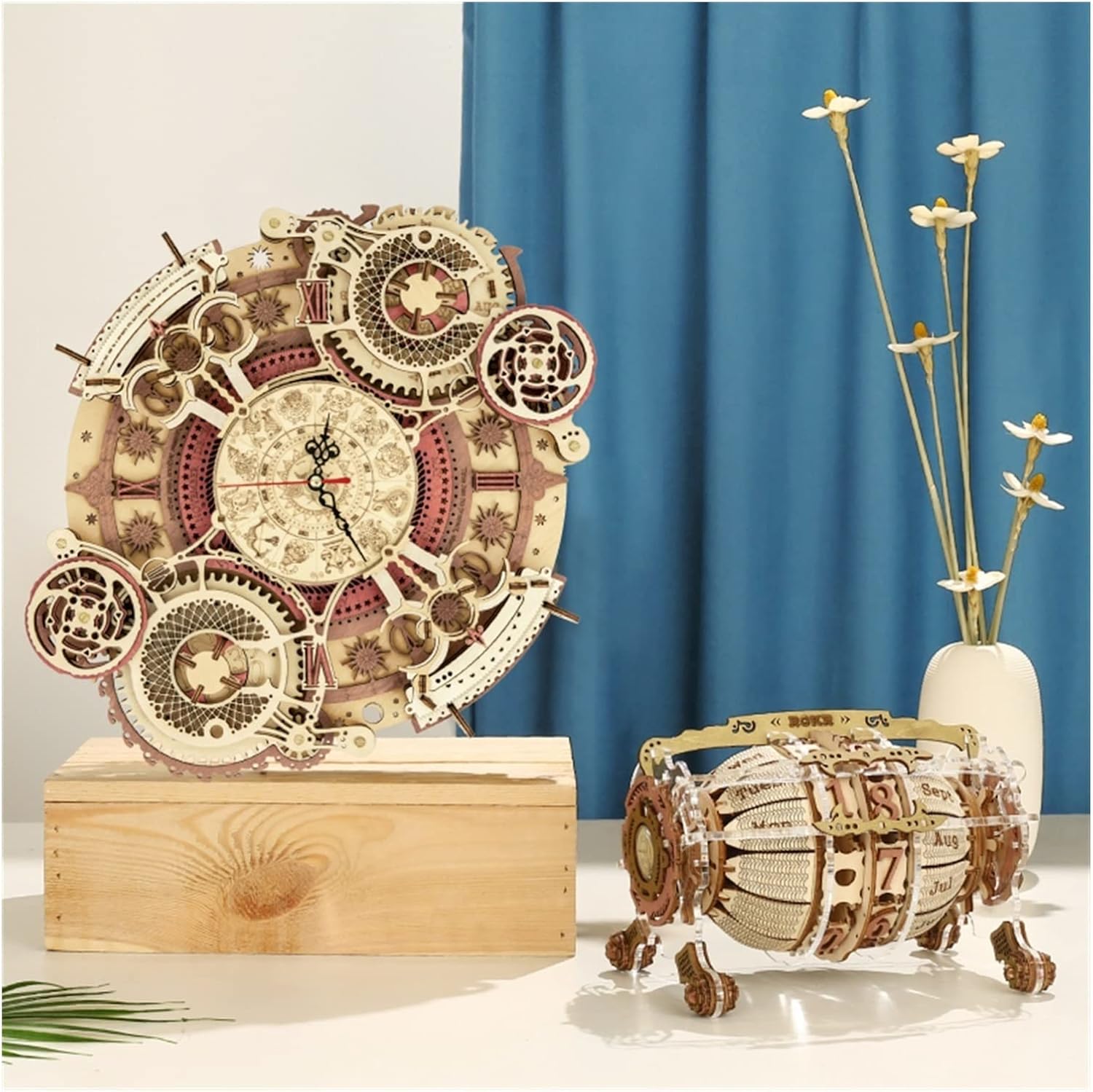 Wall Clocks DIY Assembly Toy Gifts Children Children Adult LC3D Wooden Model Building Block Kit Zodiac Wall Clock
