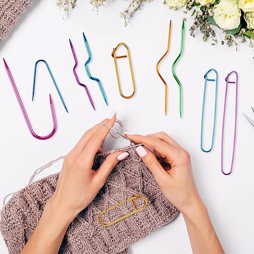 Miniatura 5 de 9 soportes de puntada de aluminio para tejer agujas de cable con marcadores de puntada, broche de seguridad para tejer suéter, soporte de puntada,