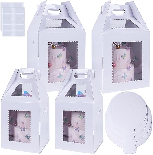 Cajas altas para tartas de nivel con tablas para tartas, paquete de 4 unidades de 10 y 12 pulgadas, desechables, grandes y escalonadas, contenedores