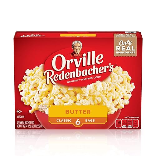 Orville Redenbacher's Bolsa clásica de palomitas de maíz, mantequilla sin gluten, 19.74 onzas (paquete de 6)