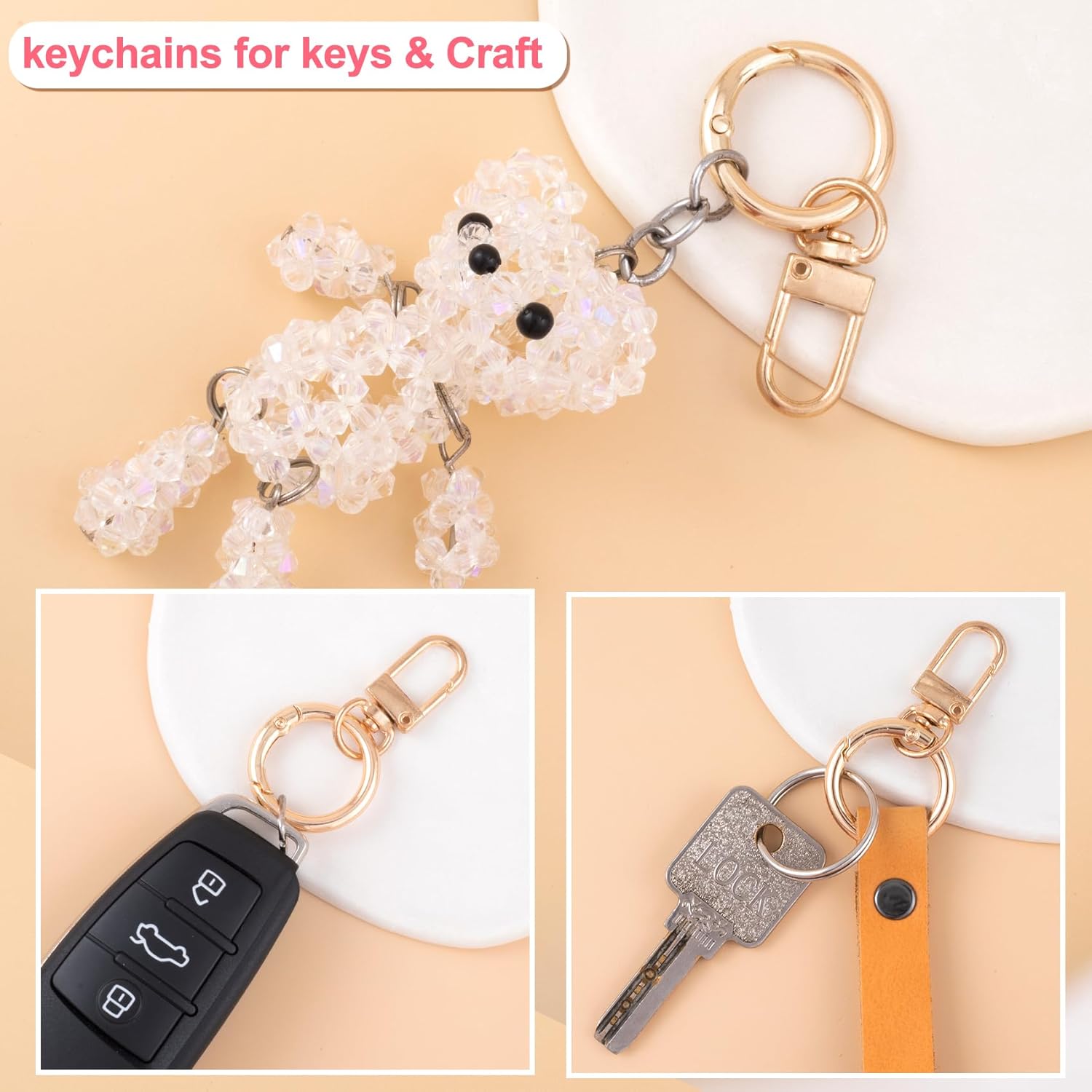 OIIKI 2 Sets Swivel Clasp Clips, Metal Swivel Snap Hook, Double Opening Key Chain Clip with Key Ring for DIY Crafts, Jewelry Clasps, Lanyard Making - Gold - Image 5