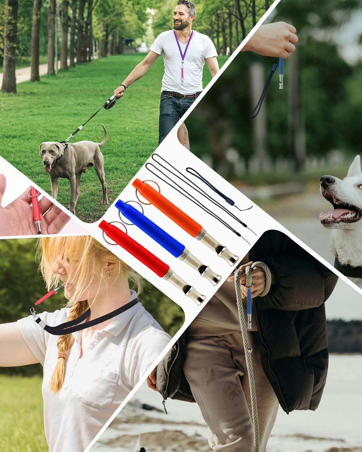 Fischietto per cani 3 pezzi, fischietto per cani ad alta frequenza, silenzioso, fischietto per cani, richiamo, ascolta di abbaiare e addestrare il tuo cane, frequenza regolabile