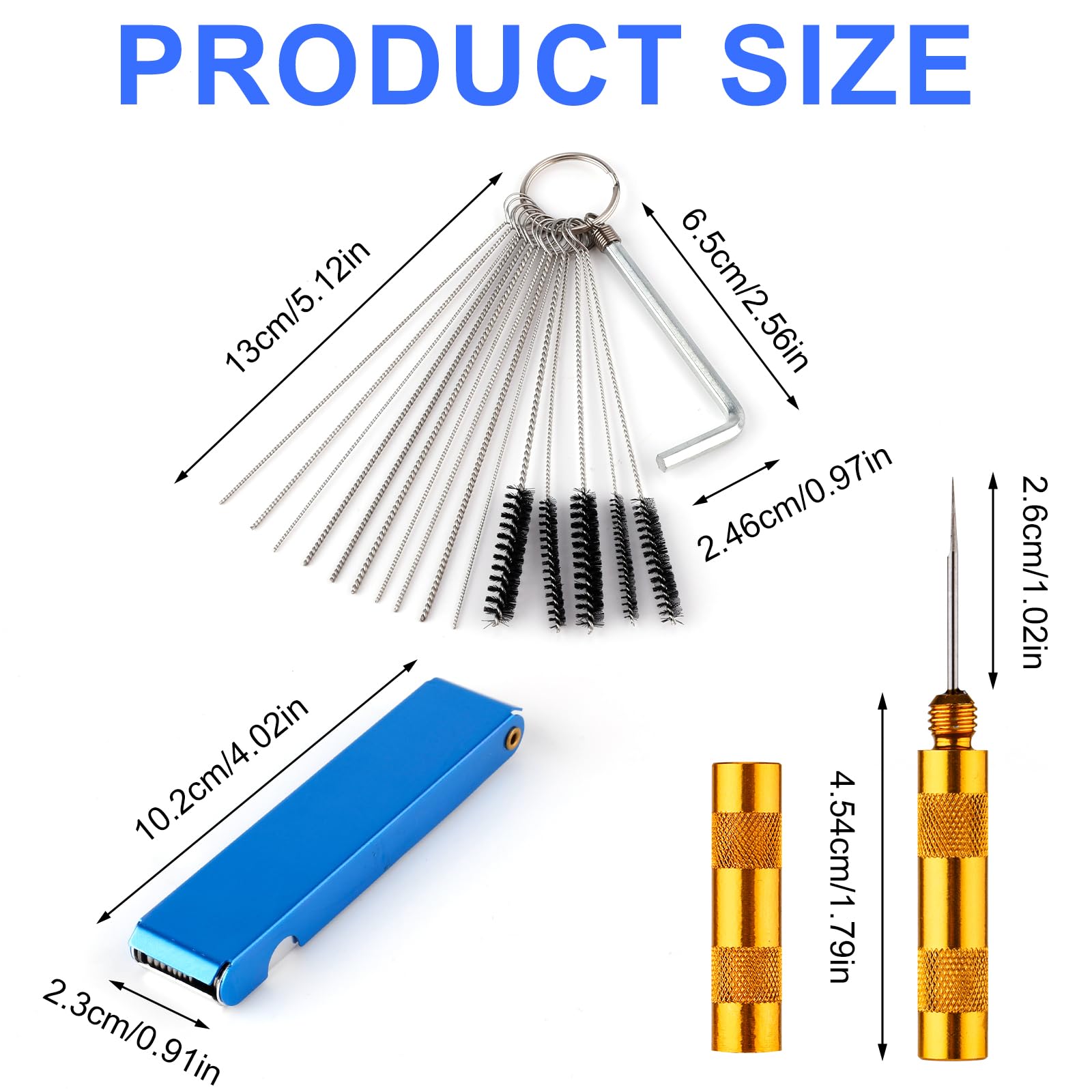 Carburetor Carbon Dirt Jet Cleaner Tool Kit 10 Cleaning Needles with 5 Brushes