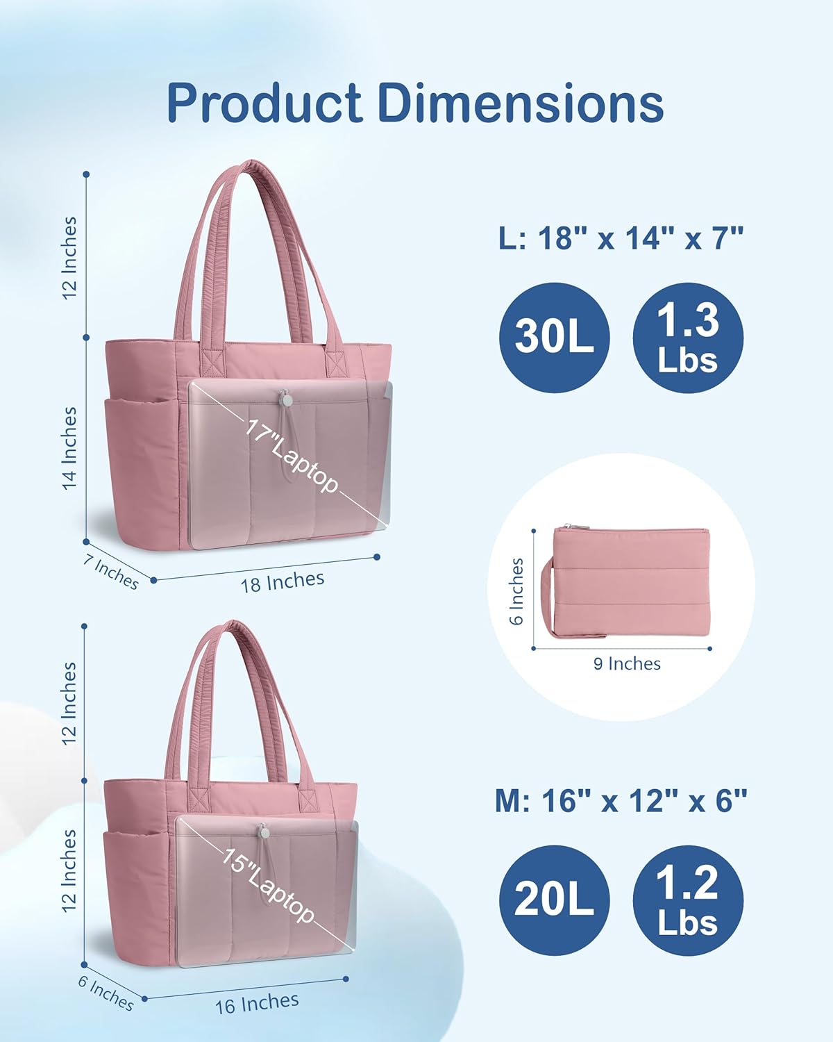 TOPDesign Puffy Tote Bag for Women with Cup Holder & Laptop Compartment & Cosmetic Bag & Trolley Sleeve for Work, Travel - Image 5
