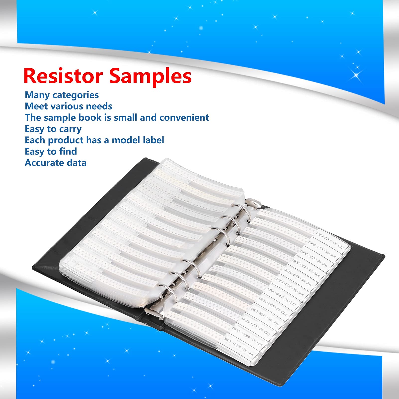 Campione di capacità Kit di assortimento in ceramica portatile 0805 92 tipi di componenti per breadboard Facile da riporre e trasportare per utenti elettronici