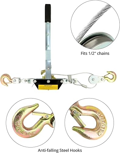 Miniatura 4 de QWORK Extractor de potencia de doble engranaje de 2 toneladas, extractor de cabrestante de alzamiento automotriz, cable de alimentación resistente,