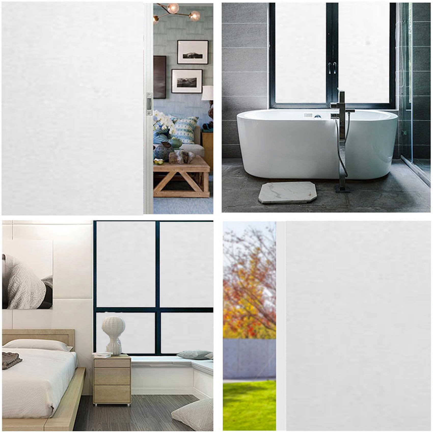 Vinilo Adhesivo Cristal 75 x 85 cm, No Adhesiva, Esmerilado, Electrostática Protección contra, Vinilo de Ventana Esmerilada, para Dormitorio Oficinas, Blanco Mate