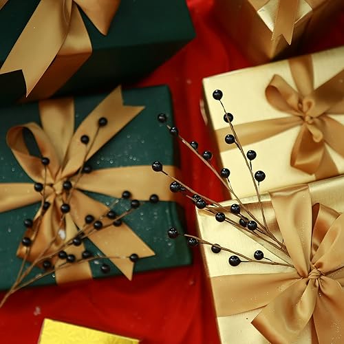 Miniatura 10 de GREENTIME Paquete de 12 tallos artificiales de bayas rojas de 14 pulgadas, púas de bayas de acebo falsas para Año Nuevo, Navidad, árbol de Navidad,