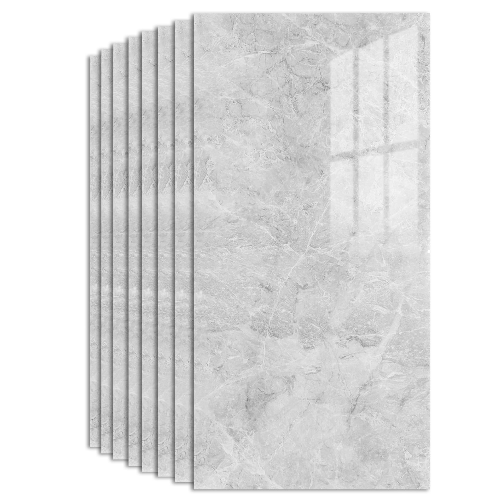Marble Tile Stickers 60 x 30cm, 30 Pcs Self Adhesive Wall Tiles Waterproof, Stick on Tiles for Bathroom, Kitchen, Backsplash (Karen Grey)