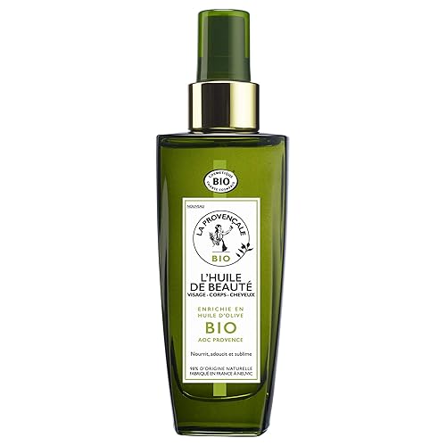 Aceite de belleza para cabello facial y corporal - Cuidado orgánico certificado - Aceite de oliva orgánico AOC Provence - Para todo tipo de cabello