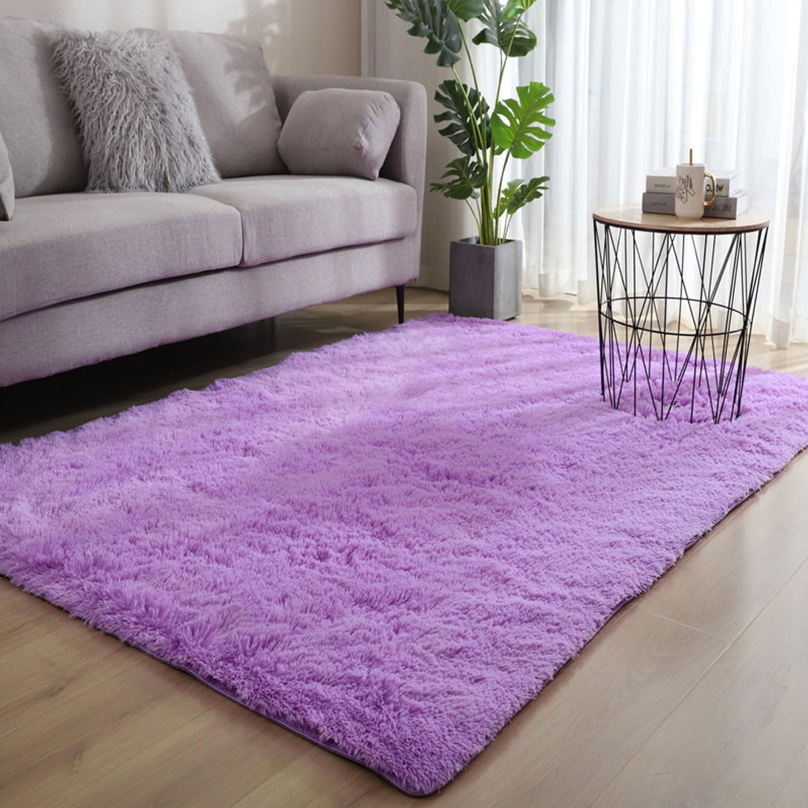 Tapis salon pourpre 80x90cm shaggy moelleux et moderne pour chambre