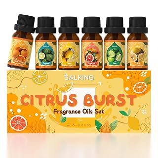 SALKING Citrus Burst Essential Oils Set, Premium Pure and Natural Essential Oils, Fragrance Oil Scented Oils Set for Oil Diffusers 6 x 10 ML - Sweet Orange, Bergamot, Lemon, Grapefruit, Lime, Yuzu - Amazon product rated Grade A