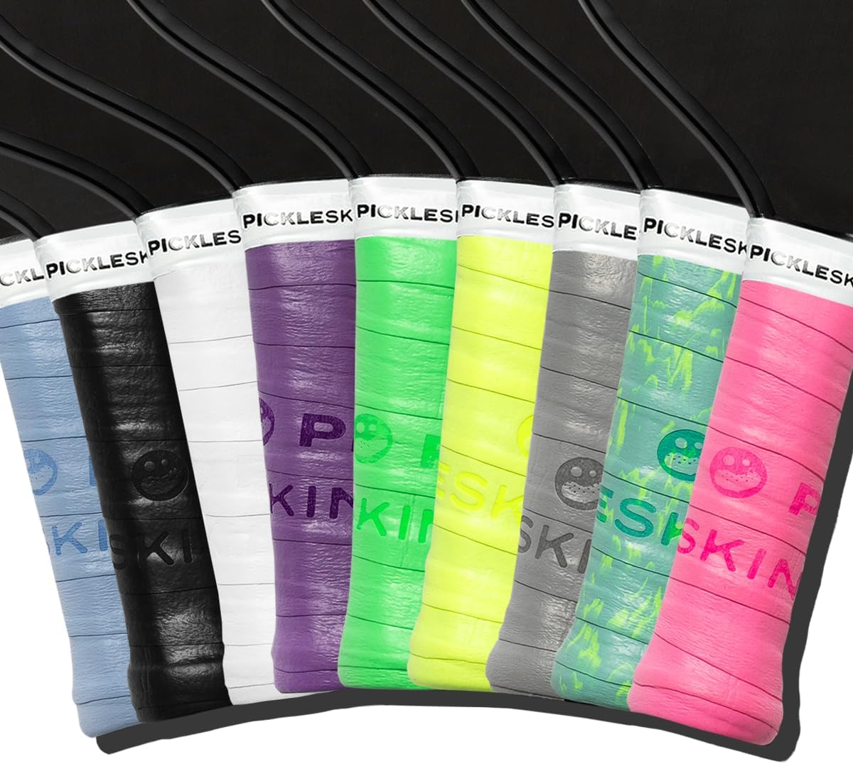 Thin Sliced Overgrip - Pickleball All-Weather Rubber Handle Grip, Single or Multipack - Black, White, Green, Pink, Blue, Purple, Green Tie Dye - Pickleball Accessory