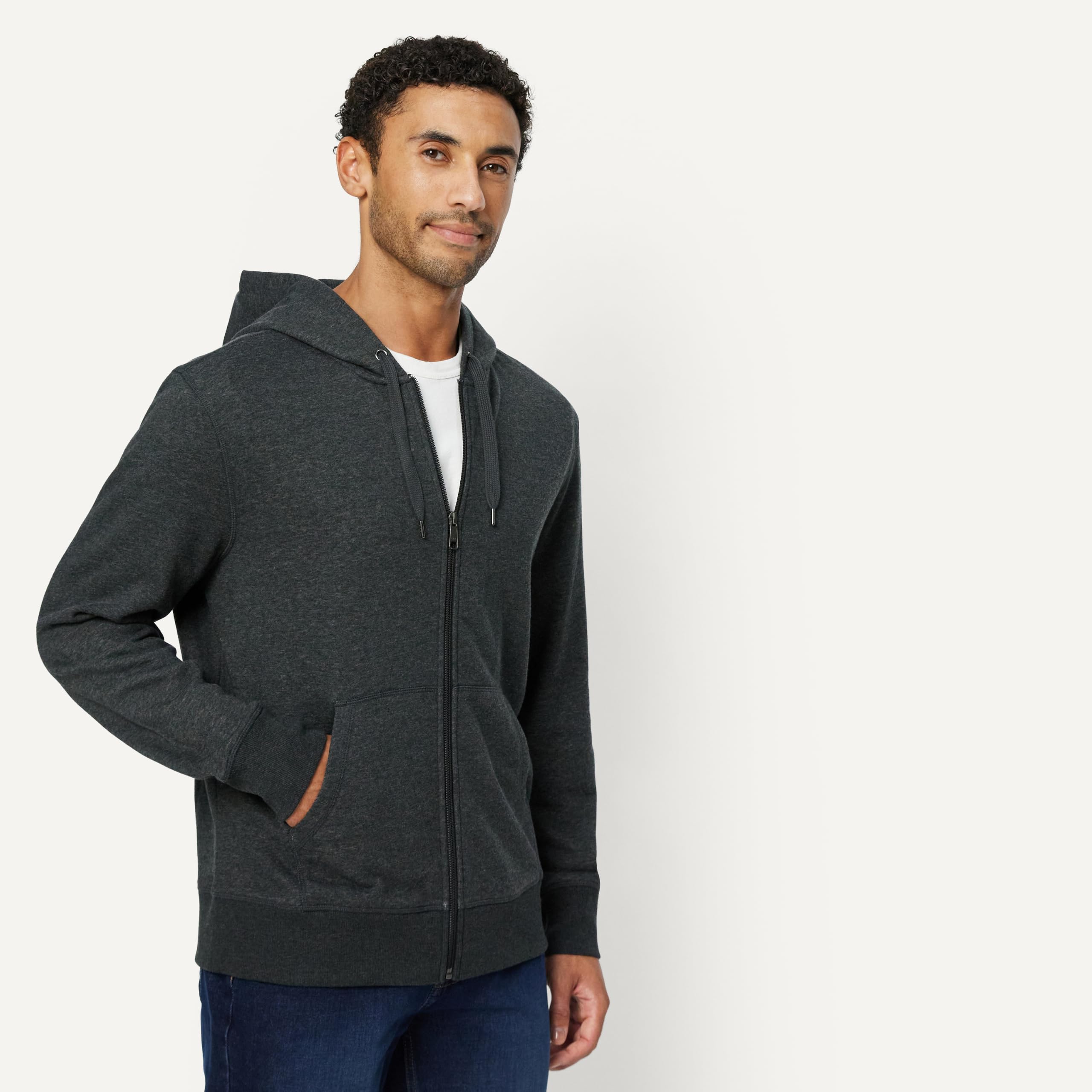 Amazon Essentials Mężczyźni Lekka bluza z kapturem i zamkiem błyskawicznym French Terry