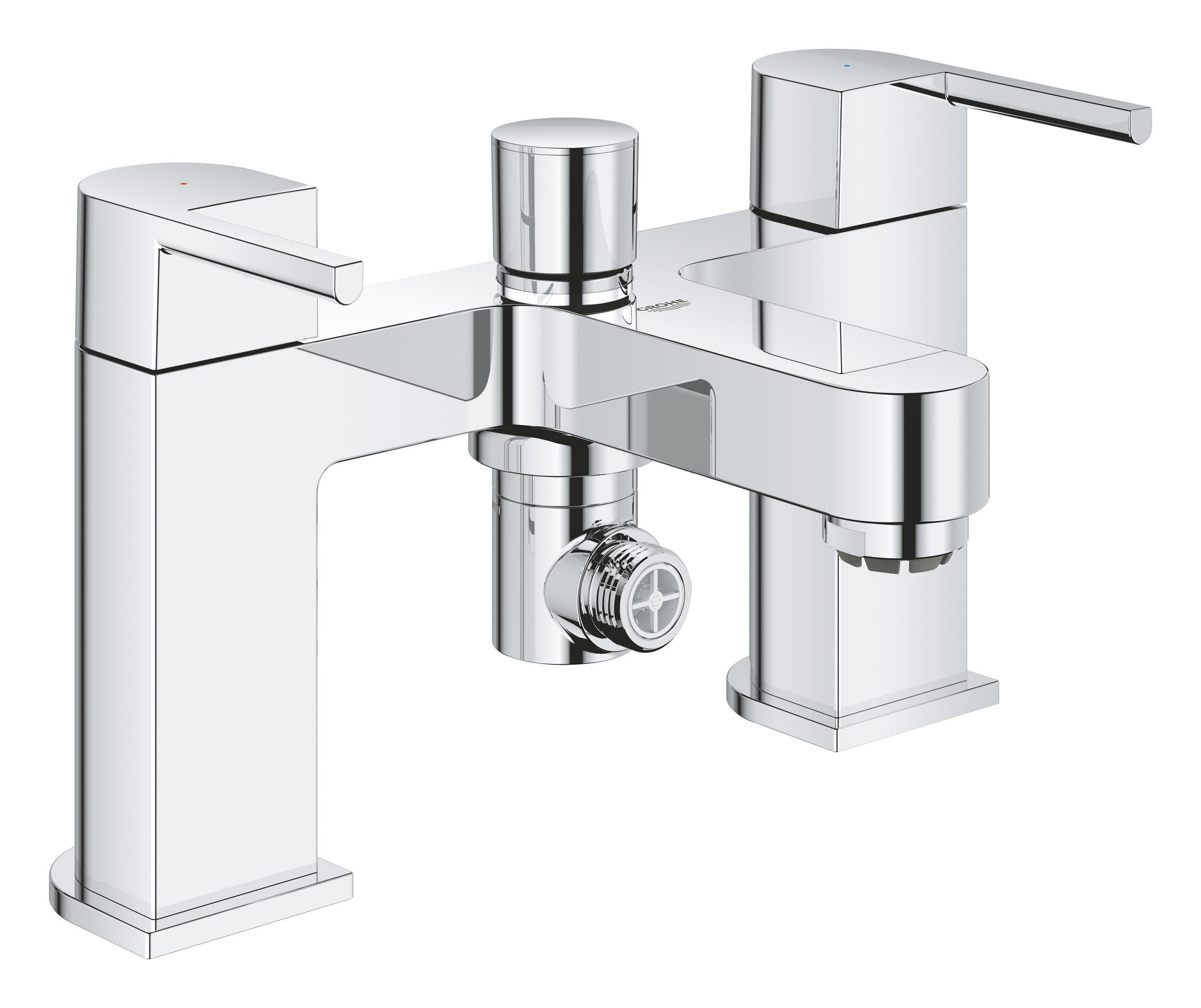 GROHE Plus 2-Handle Bath Mixer Tap with Shower Outlet (Deck Mounted Tub Filler, Headpart 3/4", Automatic Diverter: Bath/Shower, Pressure 0.2-5.0 bar), Chrome, 25133003