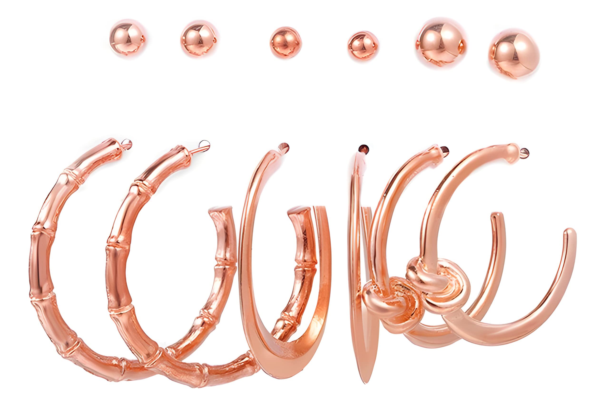 Amazon Brand - Anarva Korean Fashion Style Rose Gold Plated Combo Of Studs Hoop Earrings Jewellery Set For Women Girls (6 Pair) (B0BX9WGSBW) Amazon Price History, Amazon Price Tracker