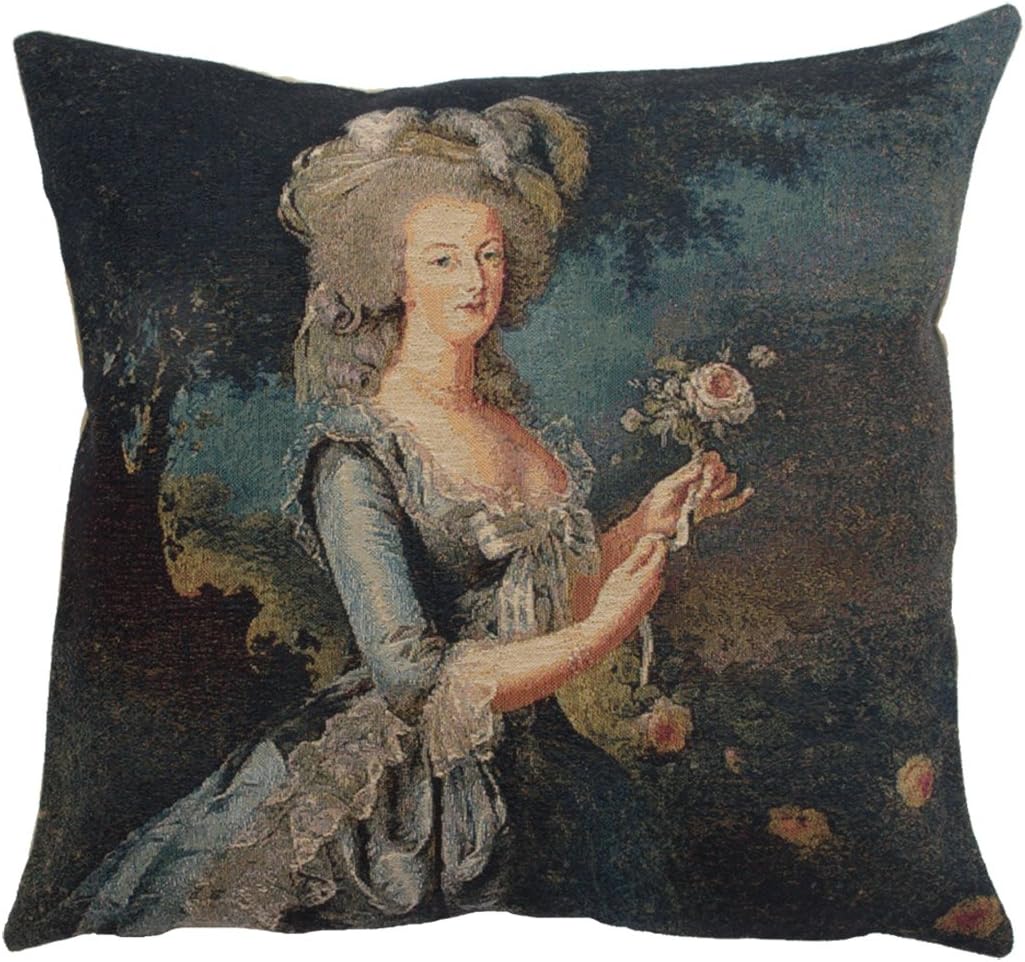 Marie Antoinette in Blue II European Cushion Cover - 18 in. x 18 in. Cotton by Charlotte Home Furnishings