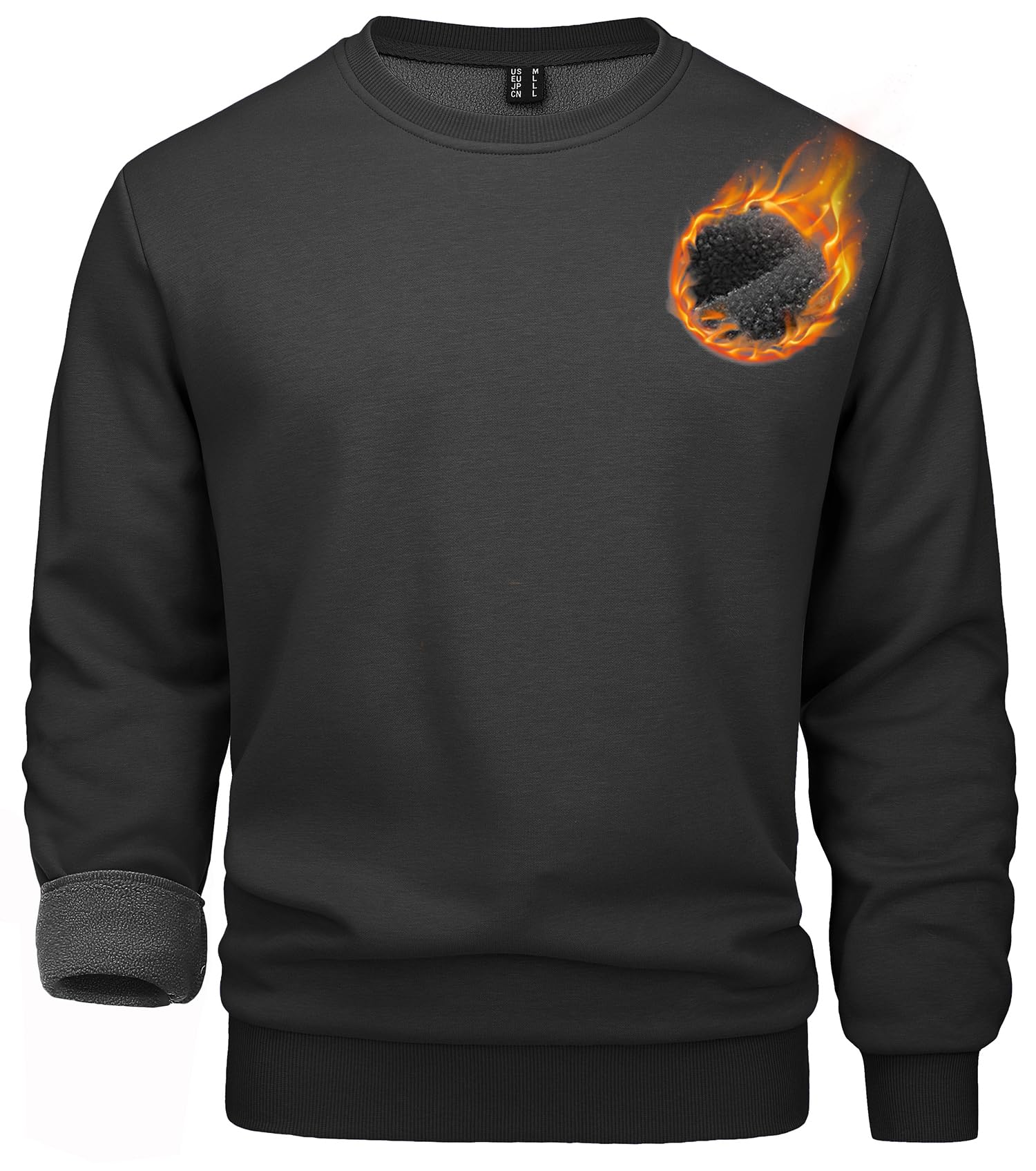 MAGCOMSEN Pullover Winter Herren Warm Gefüttert Langarm Fleece Sweatshirts