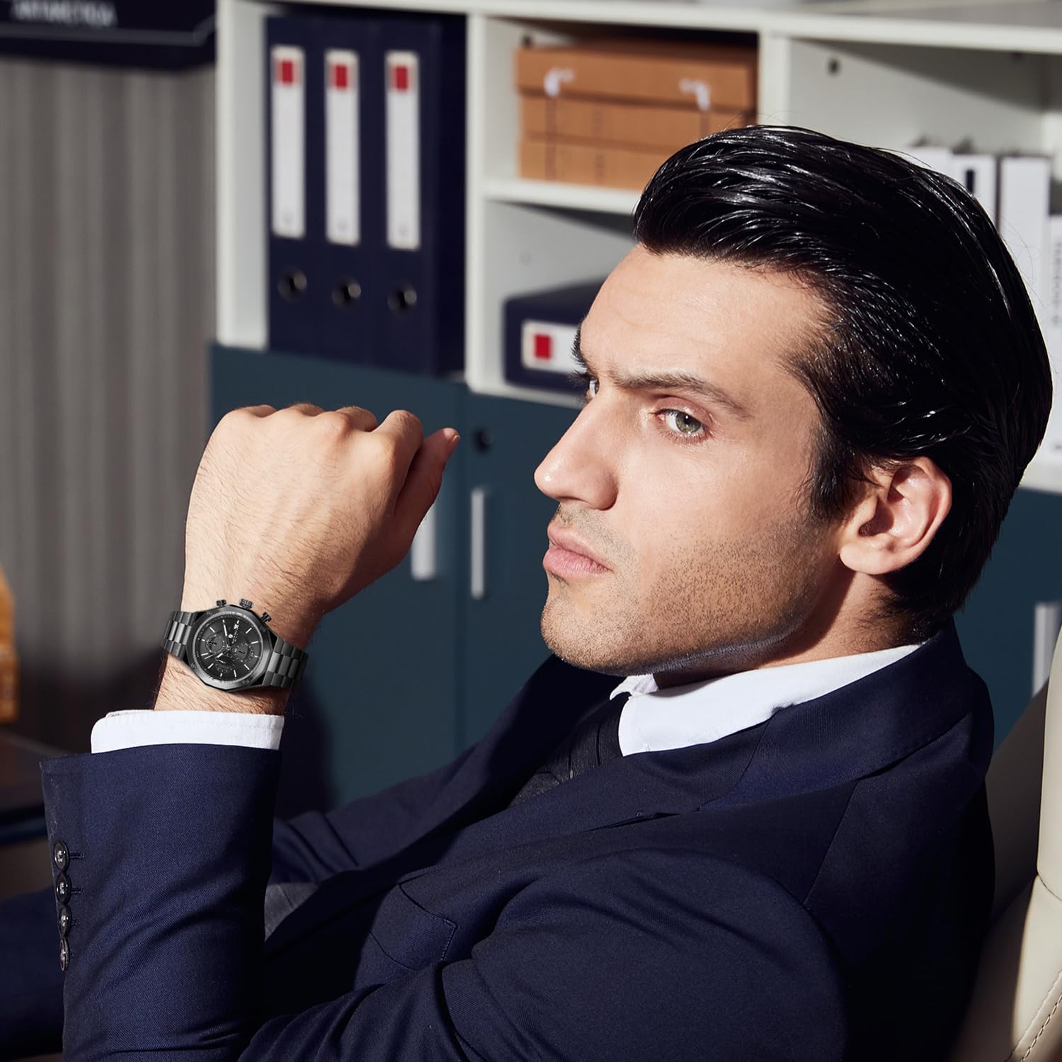 SAPPHERO Watches for Men Octagonal Stainless Steel Quartz Men's Watch 50 Meter Water Resistant Analog Movement Multifunction Dial Classic Men's Gifts - Image 3