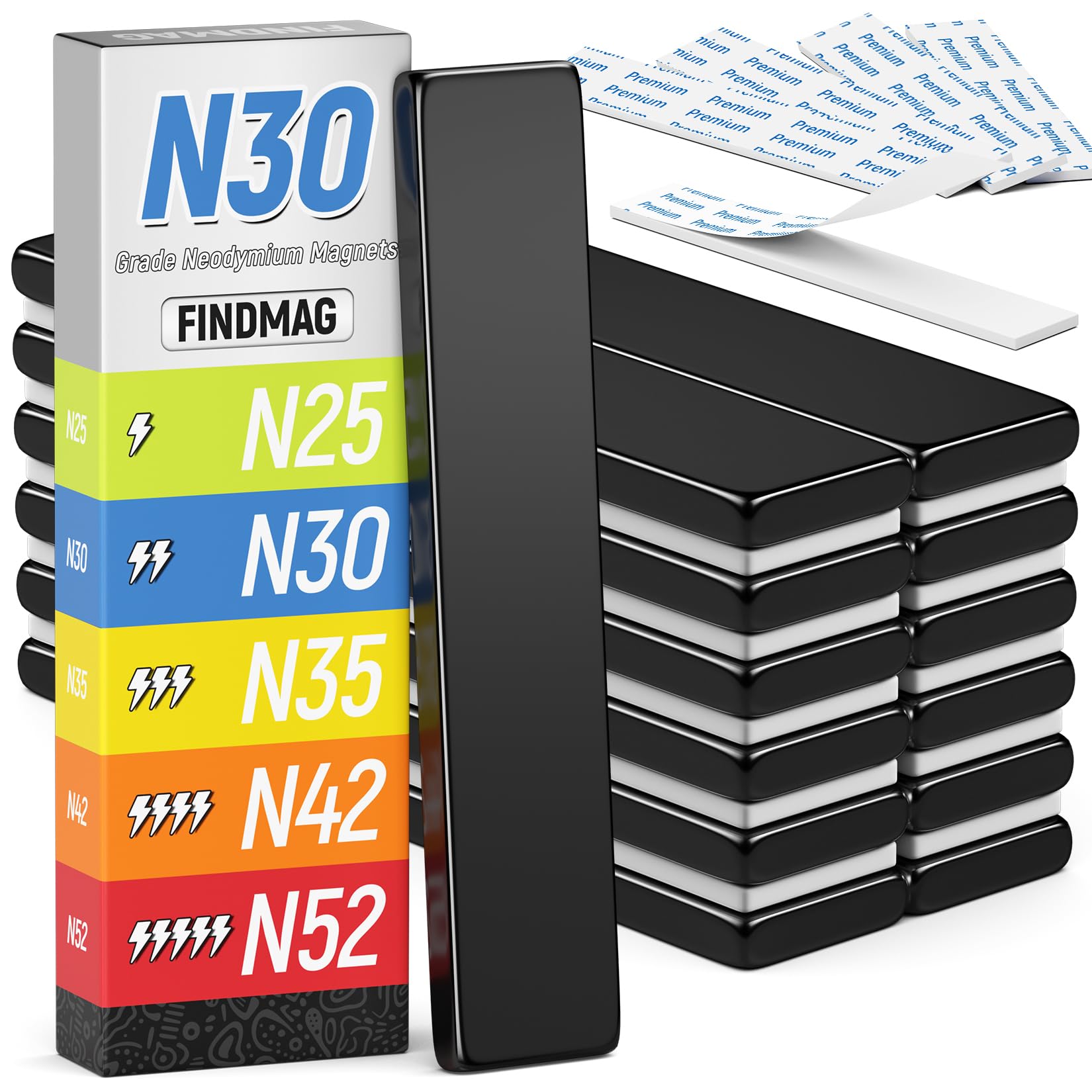 FINDMAG 12 Pack Bar Magnets, Rare Earth Magnets, Silver, 2.36x0.39x0.12in — Amazon image 9