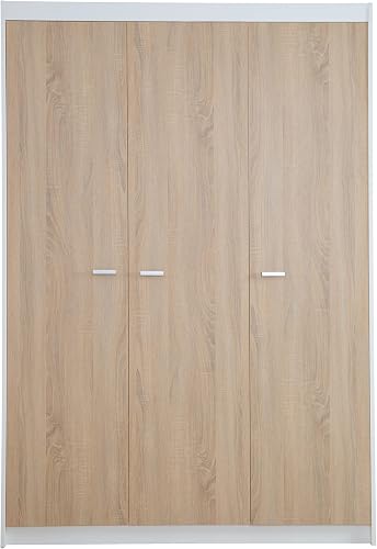 roba Chambre Bébé Complète Gabriella - Lit Évolutif 70 x 140 cm + Commode à Langer Étroit + Armoire 3 Portes - Blanc/Décor Bois - 11