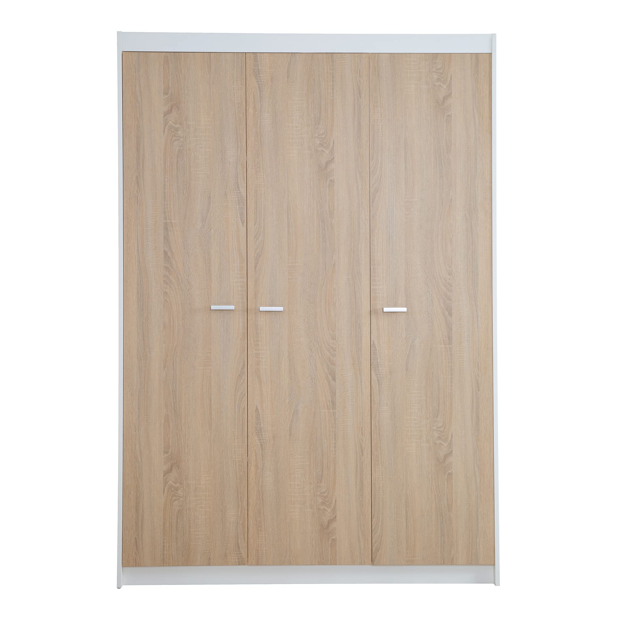 roba Chambre Bébé Complète Gabriella - Lit Évolutif 70 x 140 cm + Commode à Langer Étroit + Armoire 3 Portes - Blanc/Décor Bois