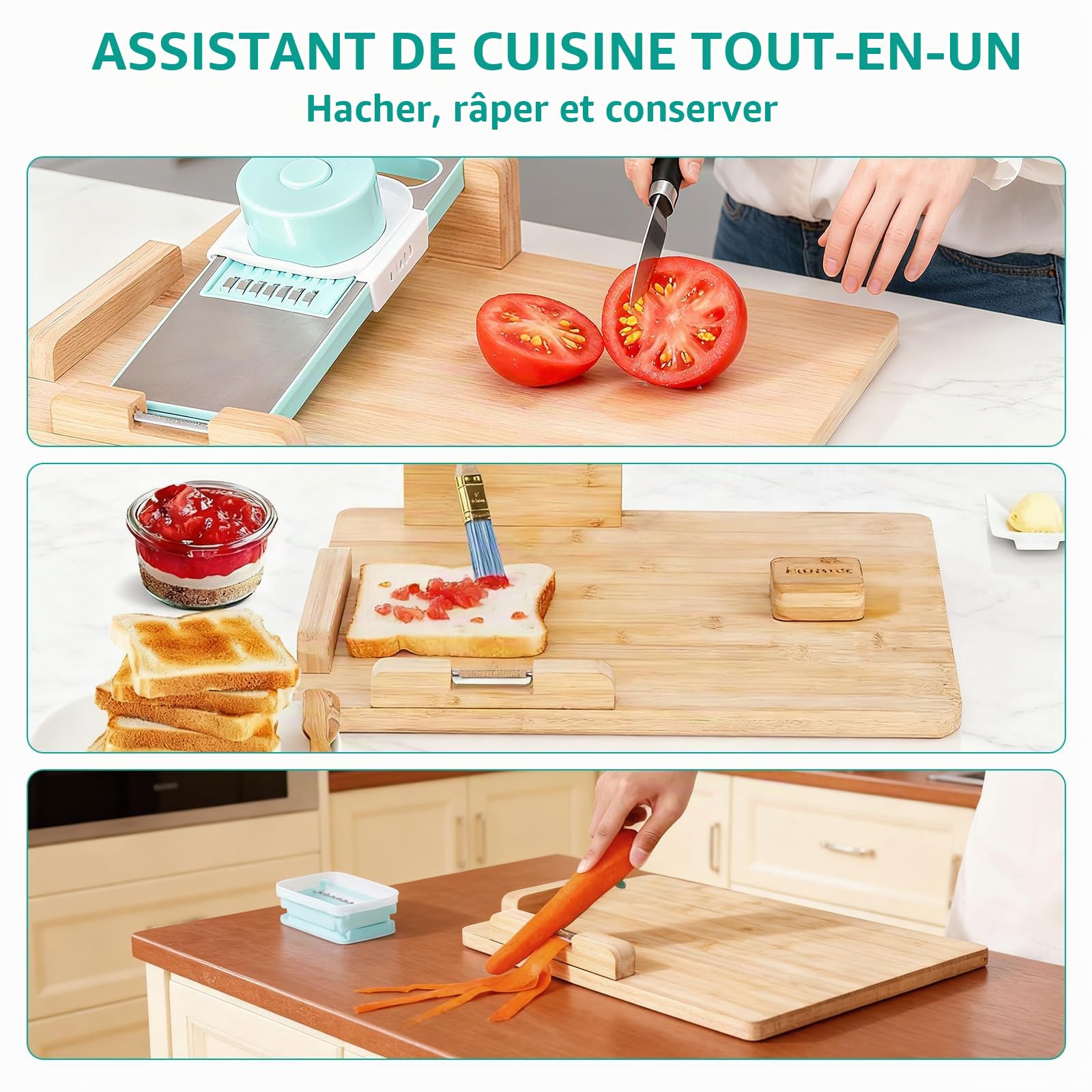 Planche à DéCouper à Une Main, Planche à DéCouper Adaptative à Une Main | Planche à DeCouper Pour Personnes AmputéEs Et HandicapéEs. Couper Et Hacher Sans Effort D'Une Seule Main