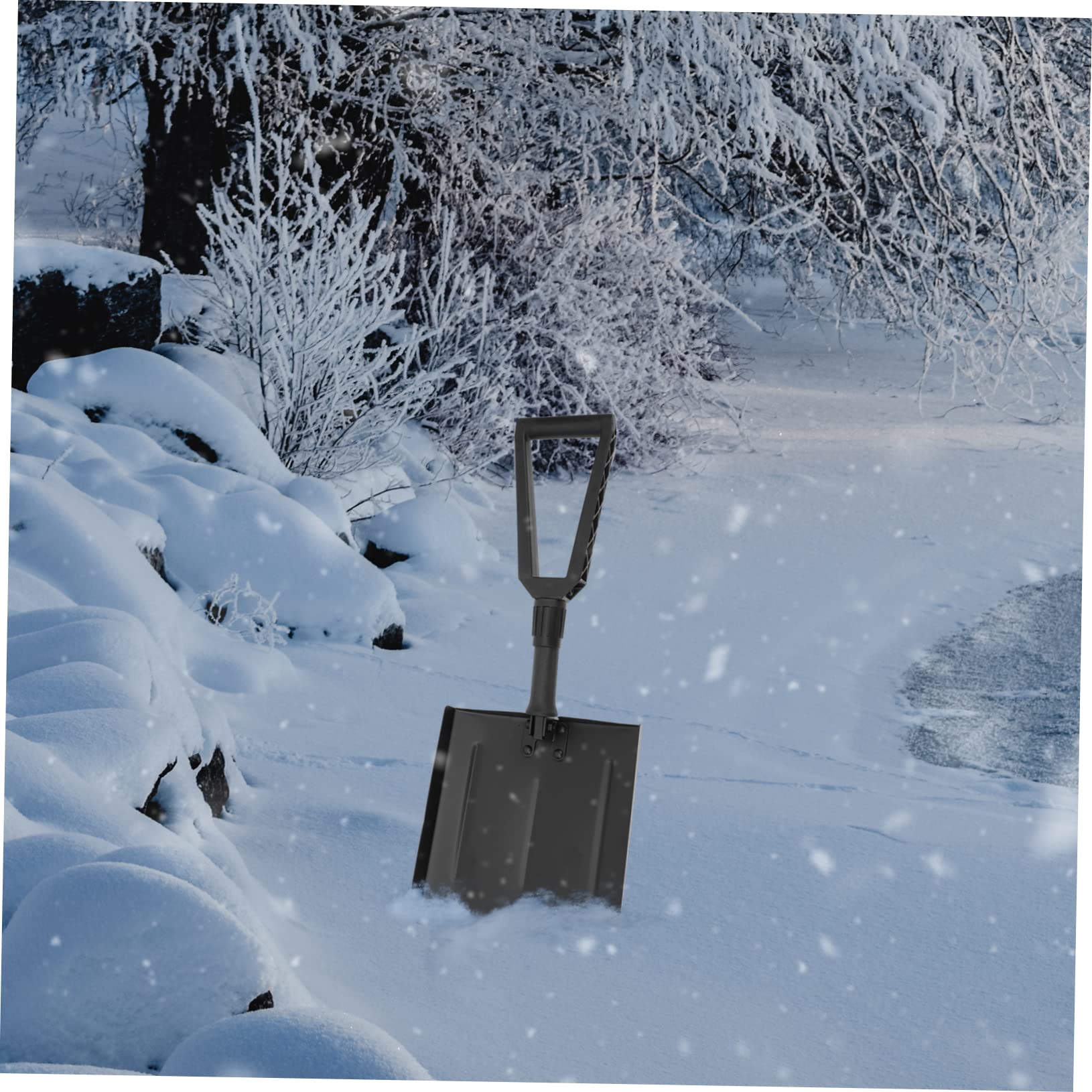 Einziehbare Schneeschaufel 1 Stück Eisen Kunststoff Schwarz | Ergonomischer Griff, Rutschfest und Stabil, für Schneereiches Wetter und Kofferraum Aufbewahrung