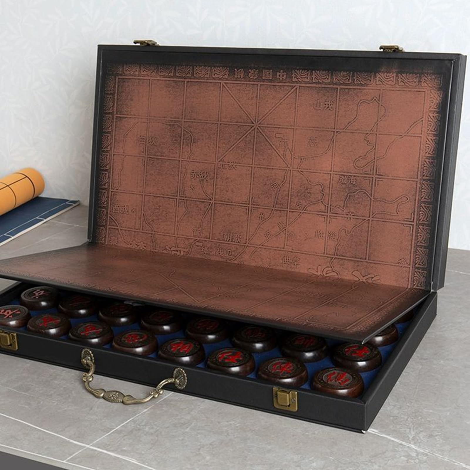 Juego de ajedrez Chino de Caoba con Tablero Plegable, Juego de Estrategia de Mesa Xiangqi portátil para 2 Jugadores, para Adolescentes, Adultos y familias (tamaño: 4,8 cm/1,9 pulga