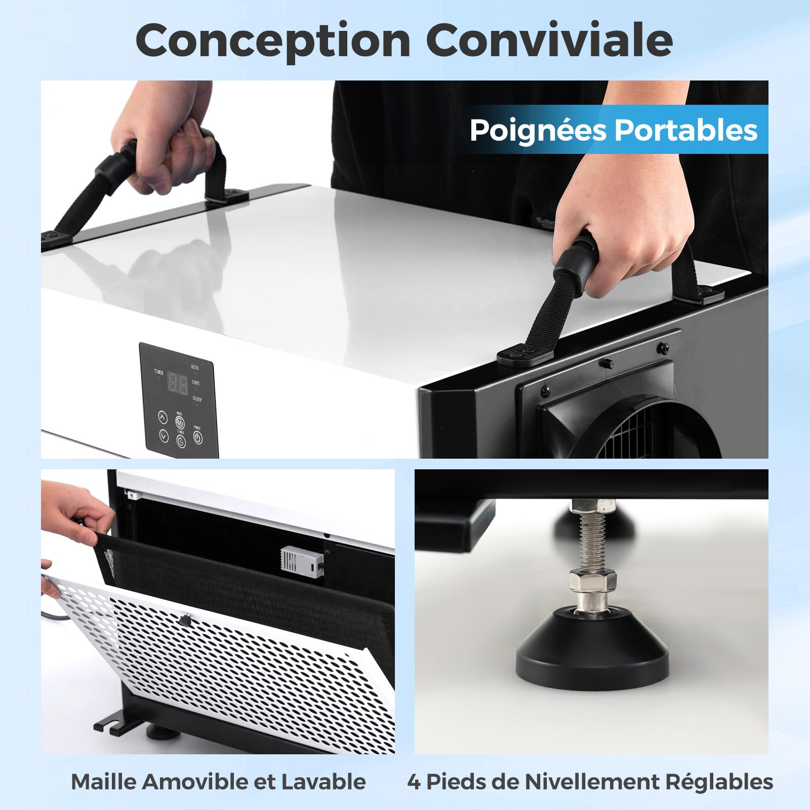 COSTWAY Déshumidificateur de 32 pintes pour sous-sol, déshumidificateur silencieux et écoénergétique de 600 m² avec mode continu/séchage/automatique, minuterie 24H, tuyau de vidange et poignée COSTWAY Déshumidificateur de 32 pintes pour sous-sol, déshumidificateur silencieux et écoénergétique de 600 m² avec mode continu/séchage/automatique, minuterie 24H, tuyau de vidange et poignée