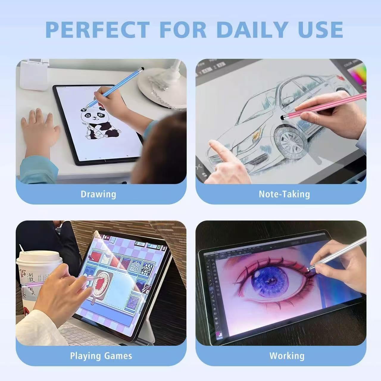 Pennino capacitivo 2 in 1 per touch screen, compatibile con telefono/tablet/tutti i touch screen (6 x multicolore)