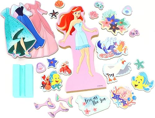 Miniatura 9 de Barbie - Juguete magnético de madera para disfrazarse, juego de simulación con muñeca Barbie de madera, trajes para mezclar y combinar y caja de