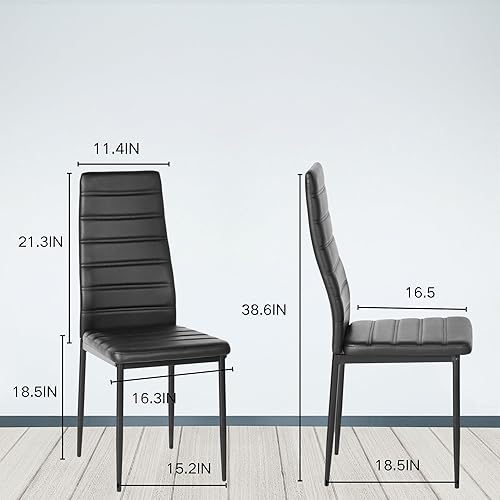 Miniatura 3 de Homy Casa Juego de 4 sillas de comedor de piel sintética, sillas de cocina modernas sin brazos con respaldo alto, asiento acolchado y patas de metal