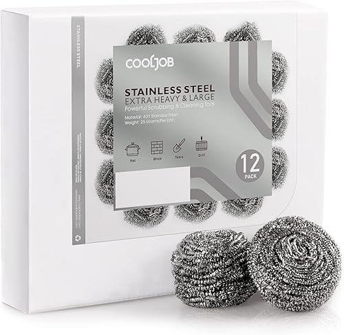 COOLJOB Paquete de 612 esponjas de acero inoxidable, almohadillas de metal resistente para platos, sartenes, ollas, hornos, utensilios de cocina sin