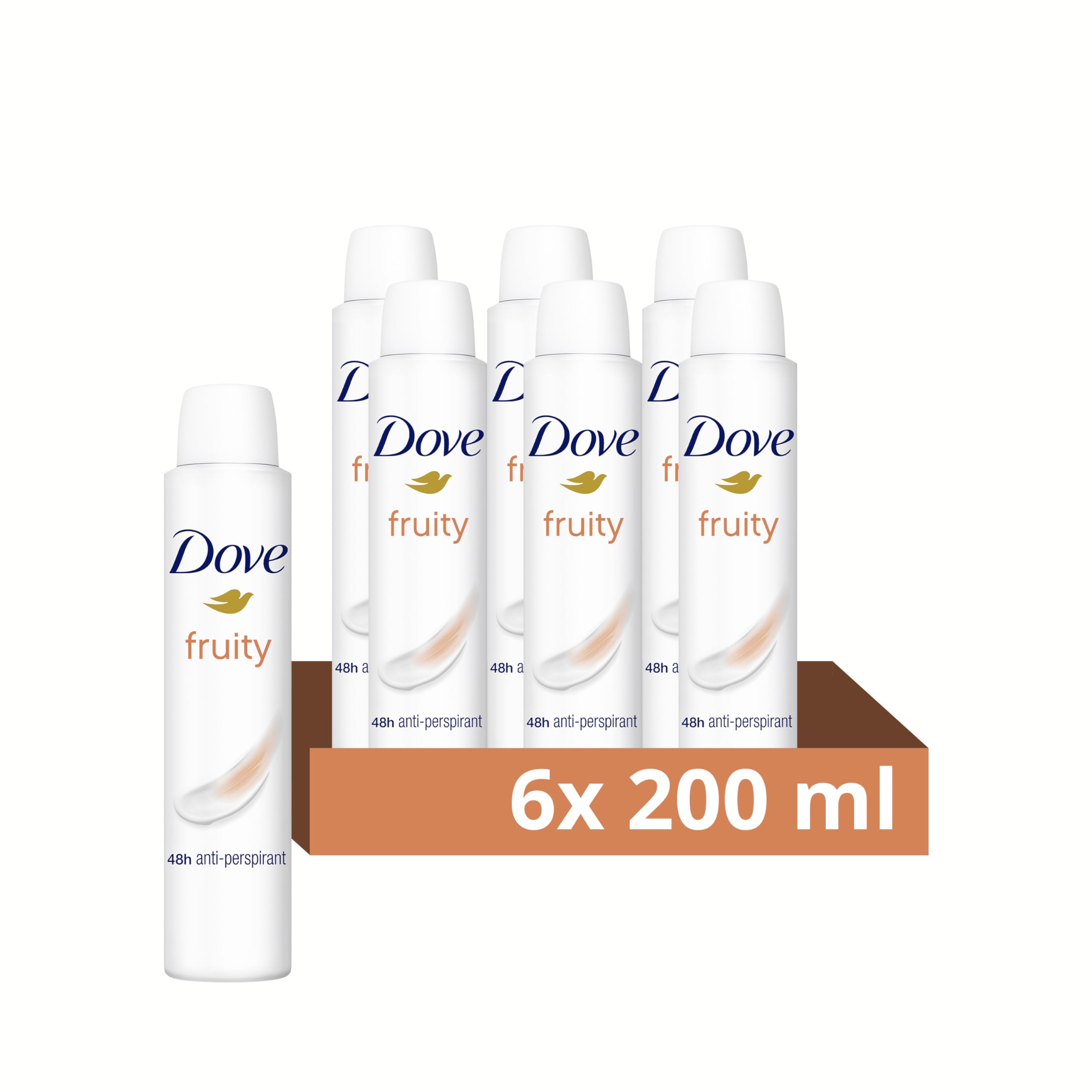 Dove Fruity Anti-Perspirant Deodorant with 1/4 moisturising cream Spray for 48-hour protection and underarm care 6x 200 ml