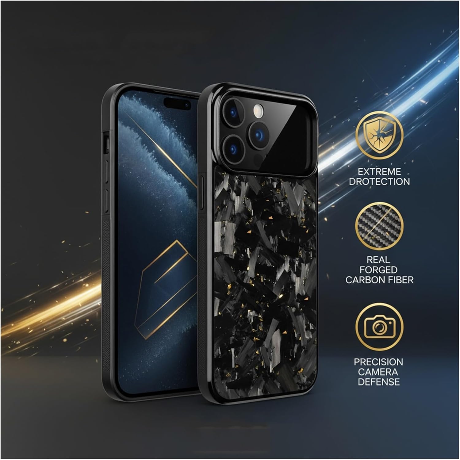 Premium Forged Carbon Fiber Case for iPhone 17 Pro Max/17 Pro, Slim Magnetic Frame Cover, Anti-Slip Grip, Shock-Resistant Protective Phone Case, Lightweight, Anti-Fall(Purple,17 pro max)