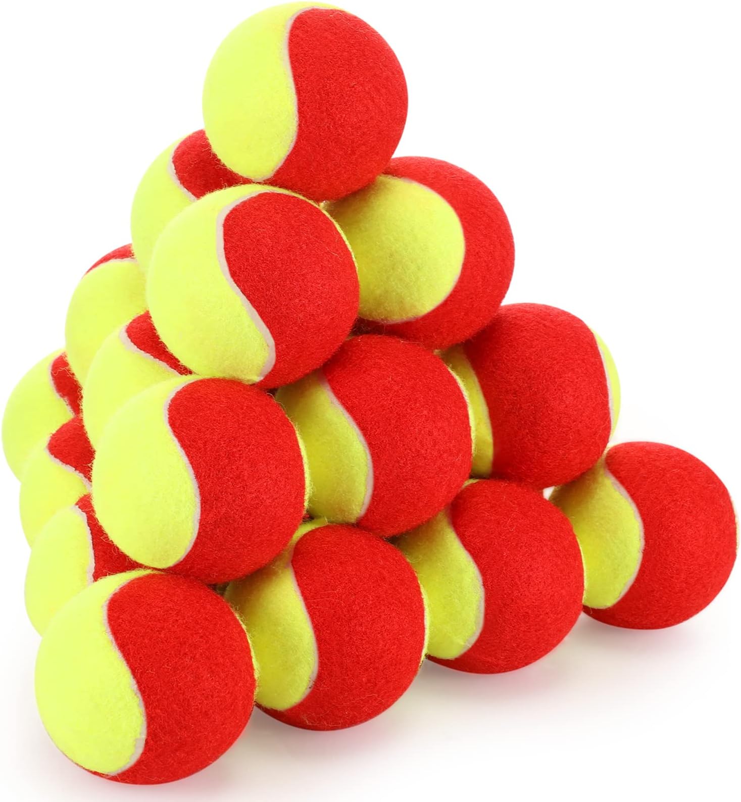 Hanaive 24 Pack Tennis Balls for Kids 75% Low Compression Stage Kids Tennis Ball Bulk for Beginners Ball Machine Training Transition Practicing PET Dog Playing Practice on Short 36 Foot Court