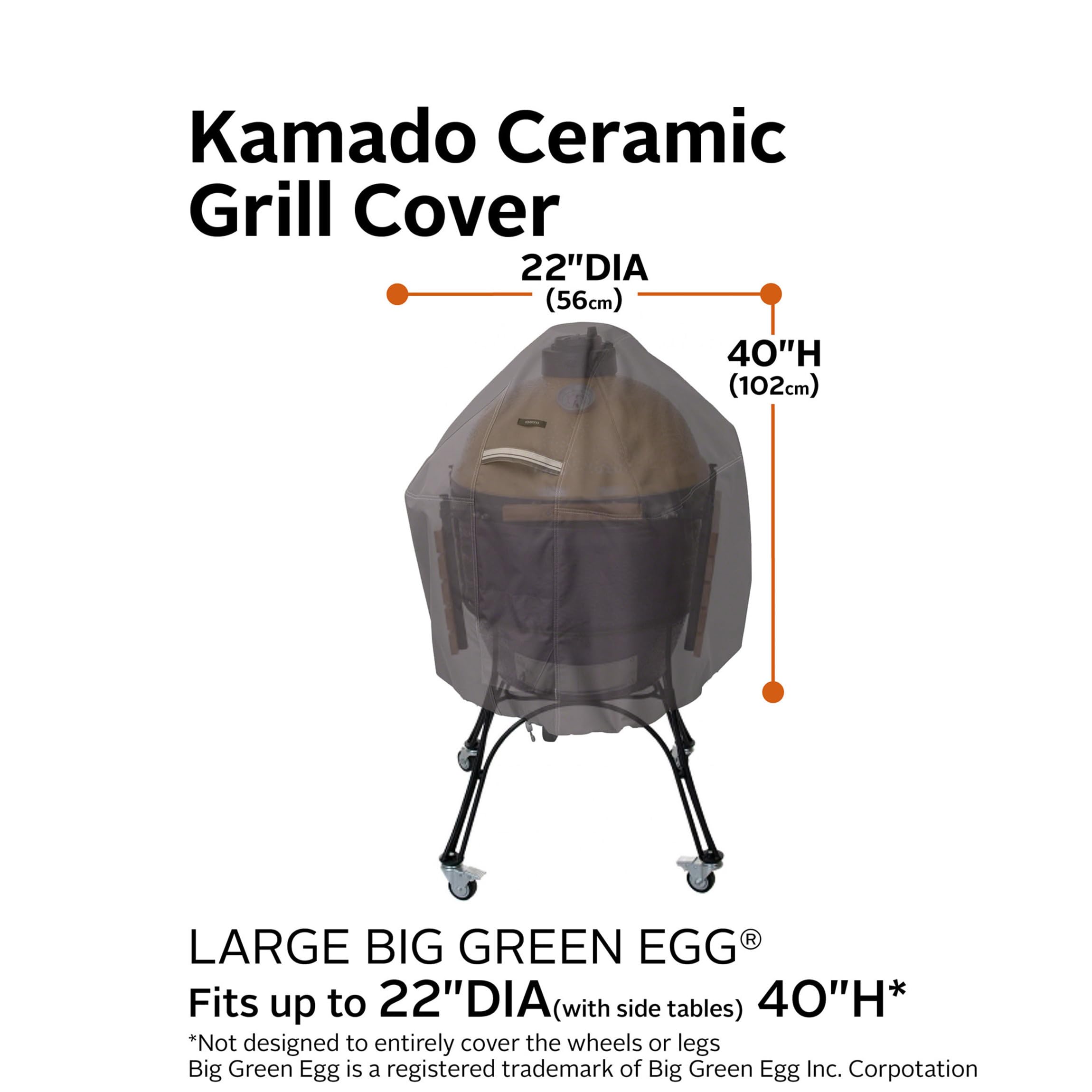 Classic Accessories Ravenna Grillabdeckung, wetterfeste Schutzplane, für Keramikgrills, Schutzplane mit einjähriger beschränkter Garantie, B00R4J5ANW (55.88 cm Ø x 101.60 cm H )