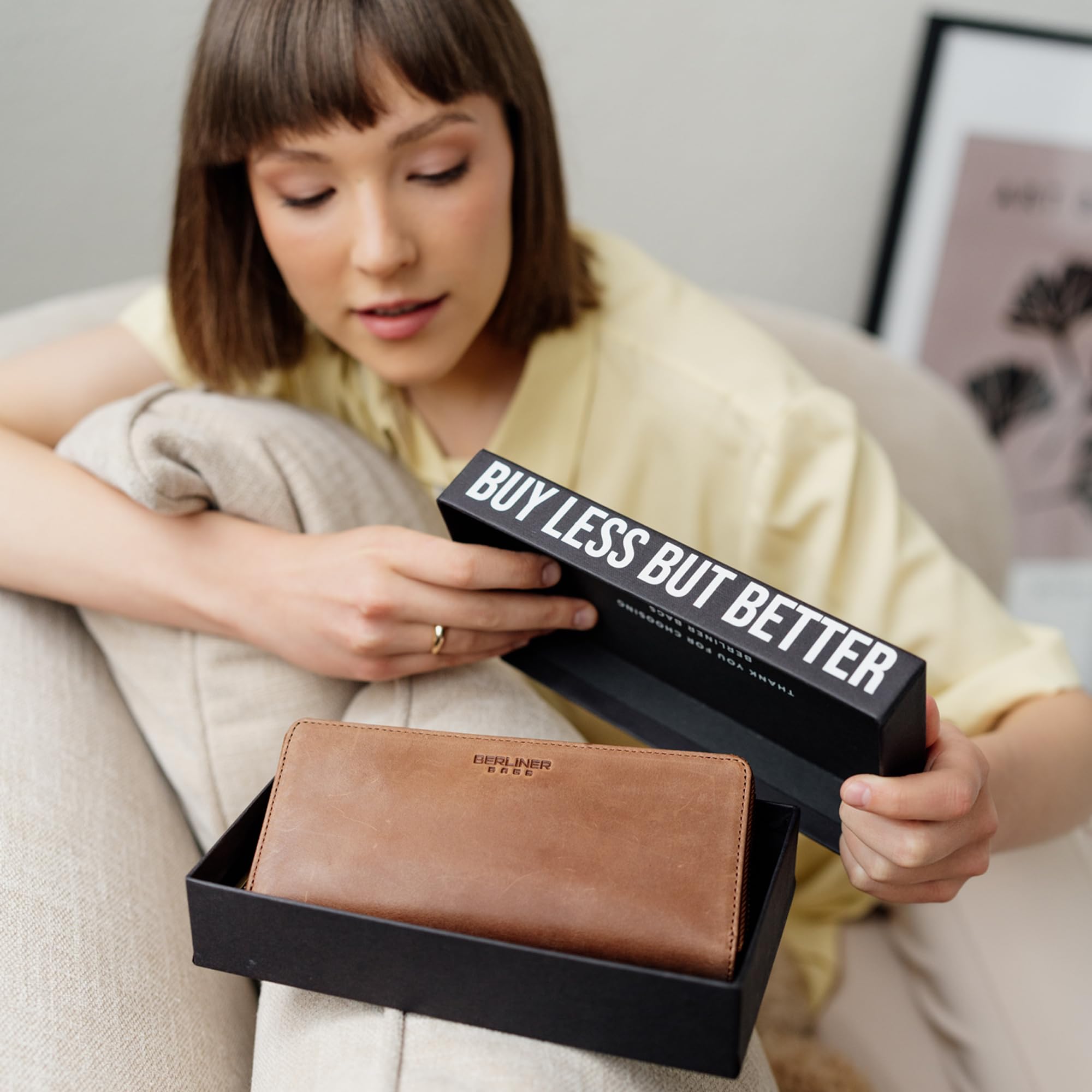 Berliner Bags Palma Vintage Cartera Grande Mujer Piel Auténtica Tarjetero