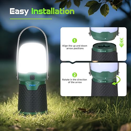Miniatura 8 de Linterna de camping modular recargable 4 en 1, linterna LED portátil, ventilador de campamento al aire libre, banco de energía de 4400 mAh, IPX4