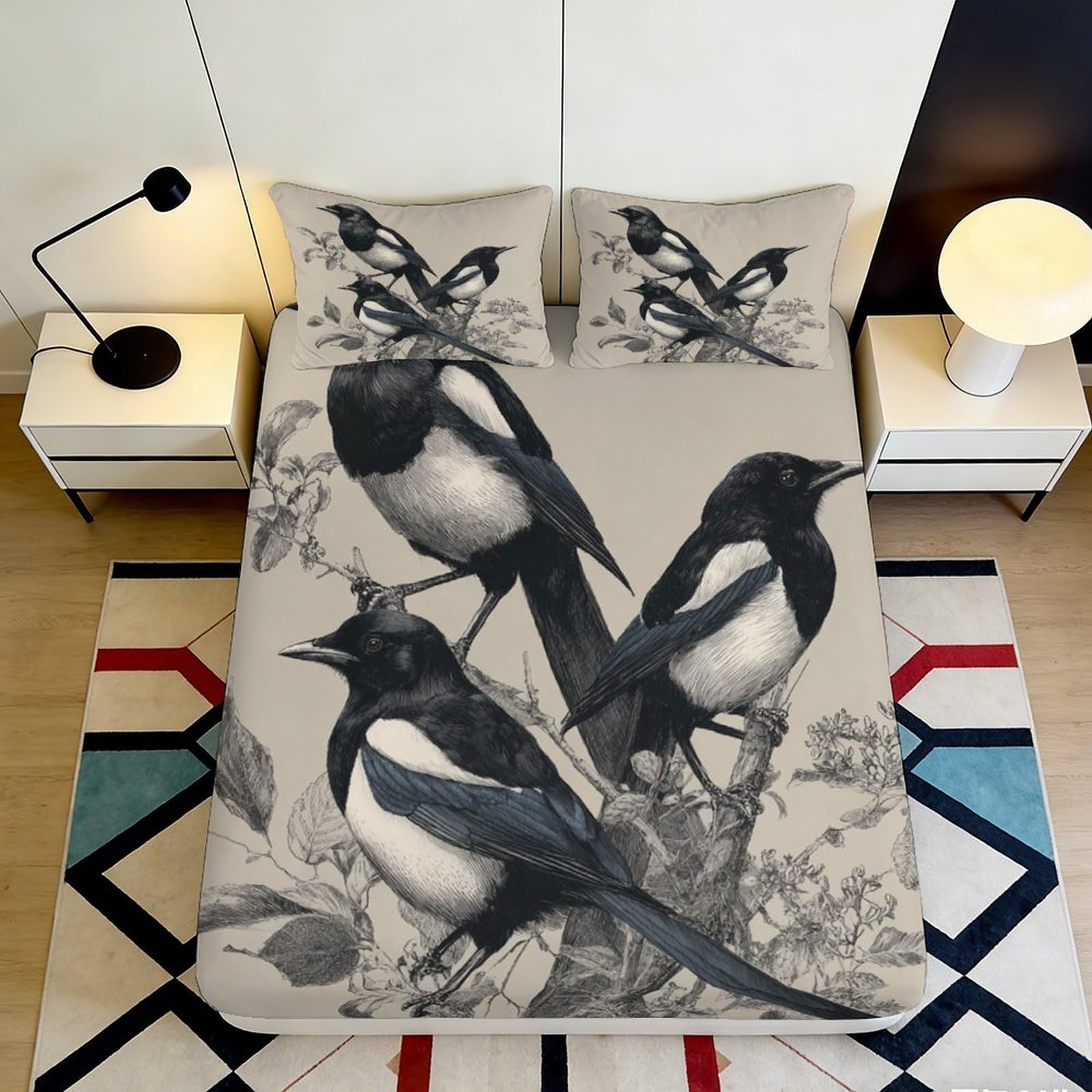 3D Printed Christmas Cow Fitted Sheet Microfiber Non-Slip Deep Pocket Cow Mattress Fitted Cover for Bedroom Adults Teens 140x200x25cm