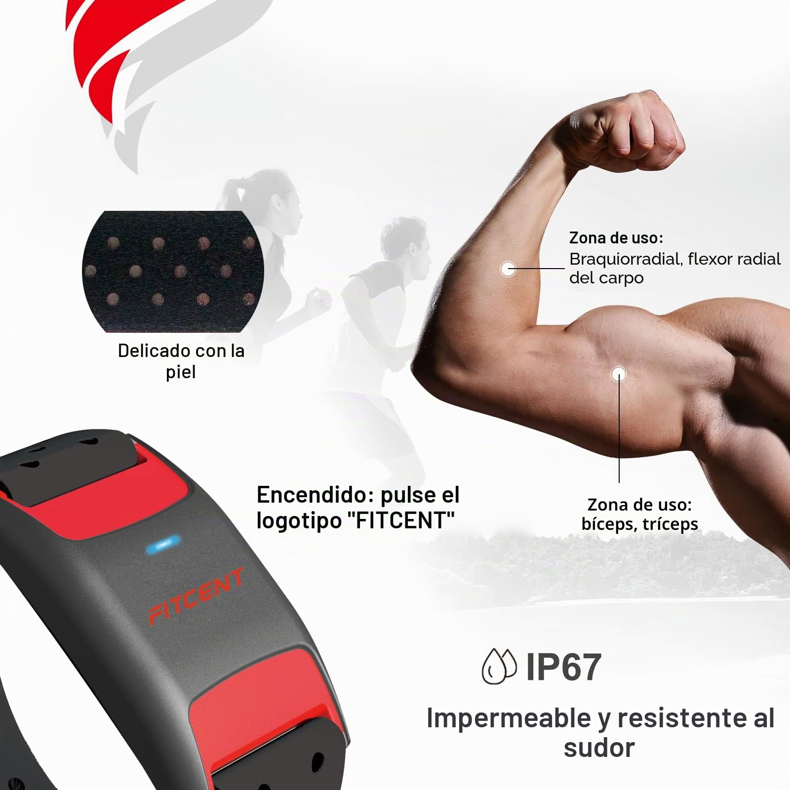 FITCENT Pulsera de monitor de frecuencia cardíaca, Bluetooth ANT+ con sensor óptico de frecuencia cardíaca, pulsera recargable para reloj Peloton Strava Zwift Polar Beat DDP Yoga Wahoo Fitness Garmin