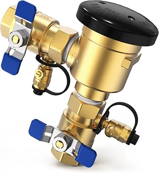 1 Inch Pressure Vacuum Breaker Assembly, 400 PSI Brass Backflow Preventer Valve for Irrigation & Lawn Sprinkler