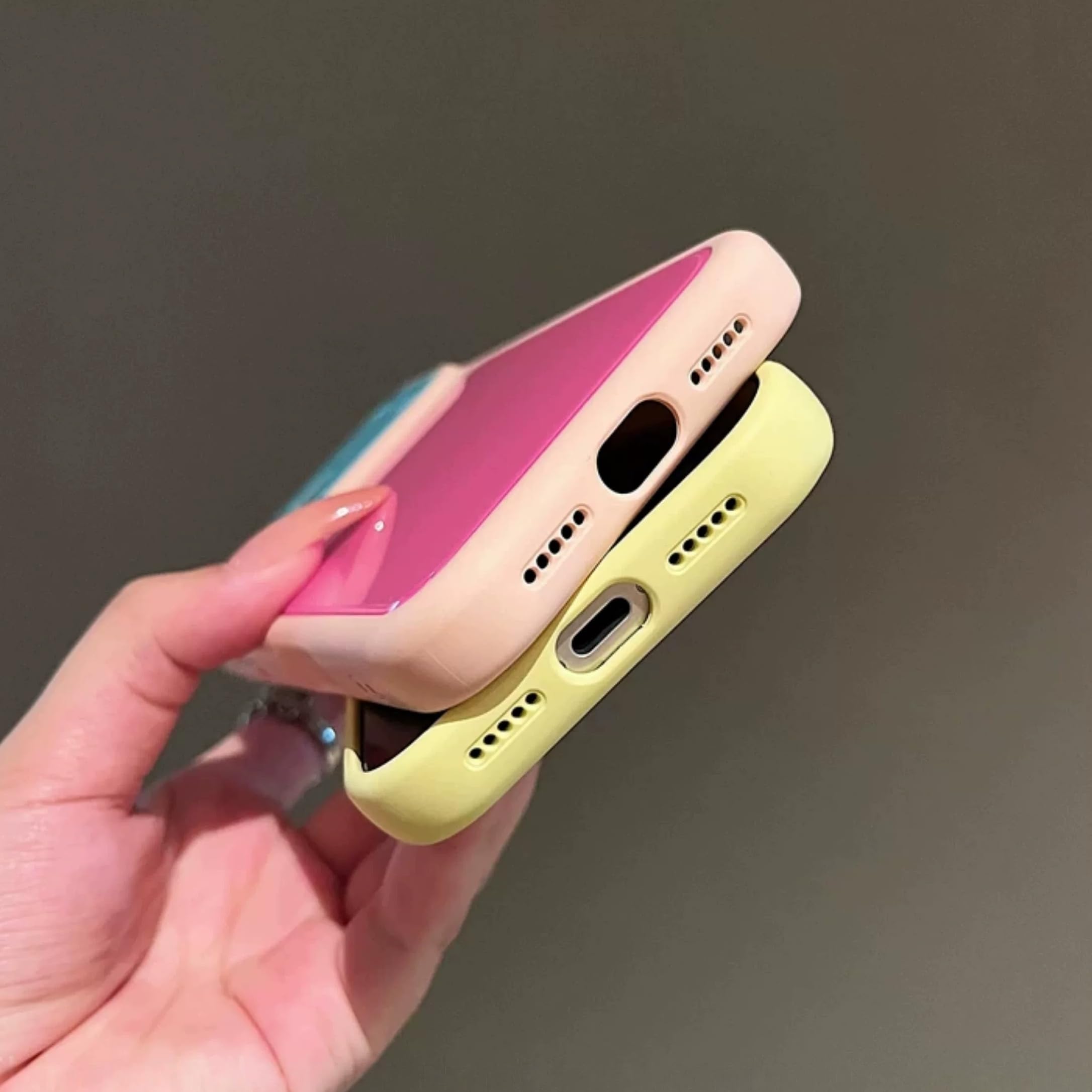 Frische Sommer-Handyhülle mit Umhängegurt und Kontrast-Acryl-Design für iPhone 17, 16, 15 Pro Max, 14, 13, großes Sichtfenster, stoßfeste Luxushülle aus Leder (für iPhone 14 Pro Max/Crossbody RoseRe