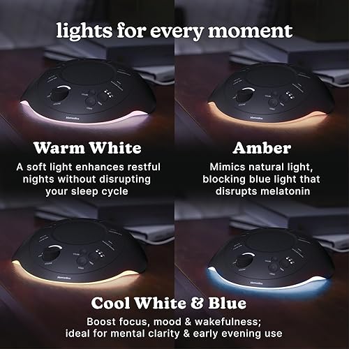 Miniatura 6 de Homedics Sleep Better - Máquina de sonido portátil, luz nocturna, 12 sonidos relajantes incluyendo ruido blanco, lluvia y tormenta eléctrica, diseño