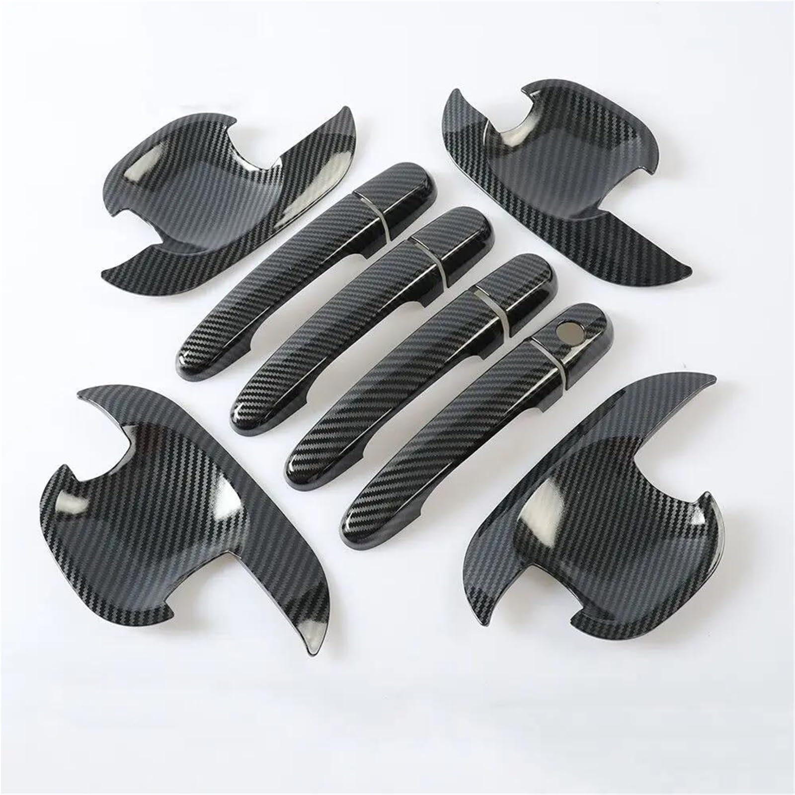 PIWINE Handle Sticker for Kia for Sportage 2005-2013 Carbon Fiber Chrome Car Door Handle Cover Trim Sticker Styling Auto Accessories(Carbon Handle-Bowl)