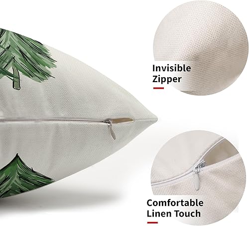 Miniatura 2 de Juego de 2 fundas de almohada lumbar con diseño de acuarela para árbol de Navidad, 12 x 20 pulgadas, color verde, negro y blanco, a cuadros,